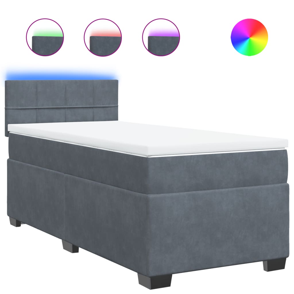 Thumbnail - vidaXL Boxspringbett mit Matratze Dunkelgrau 90x190 cm Samt