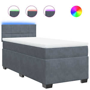 Box spring postel s matrací tmavě šedá 90x190 cm samet - obrázek 2