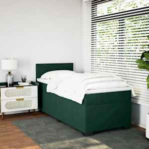 Box spring postel s matrací tmavě zelená 90x190 cm samet - obrázek 5