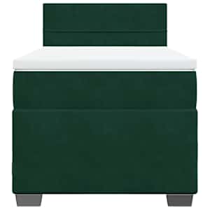 Box spring postel s matrací tmavě zelená 90x190 cm samet - obrázek 6