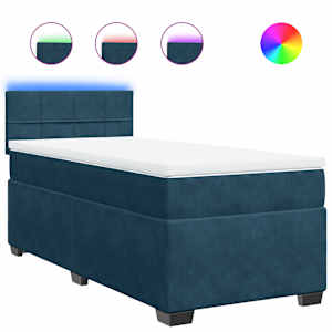Box spring postel s matrací modrá 90 x 190 cm samet - obrázek 2