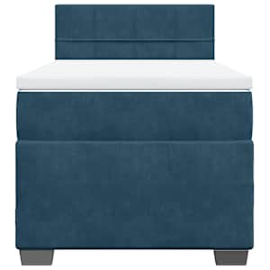 Box spring postel s matrací modrá 90 x 190 cm samet - obrázek 6