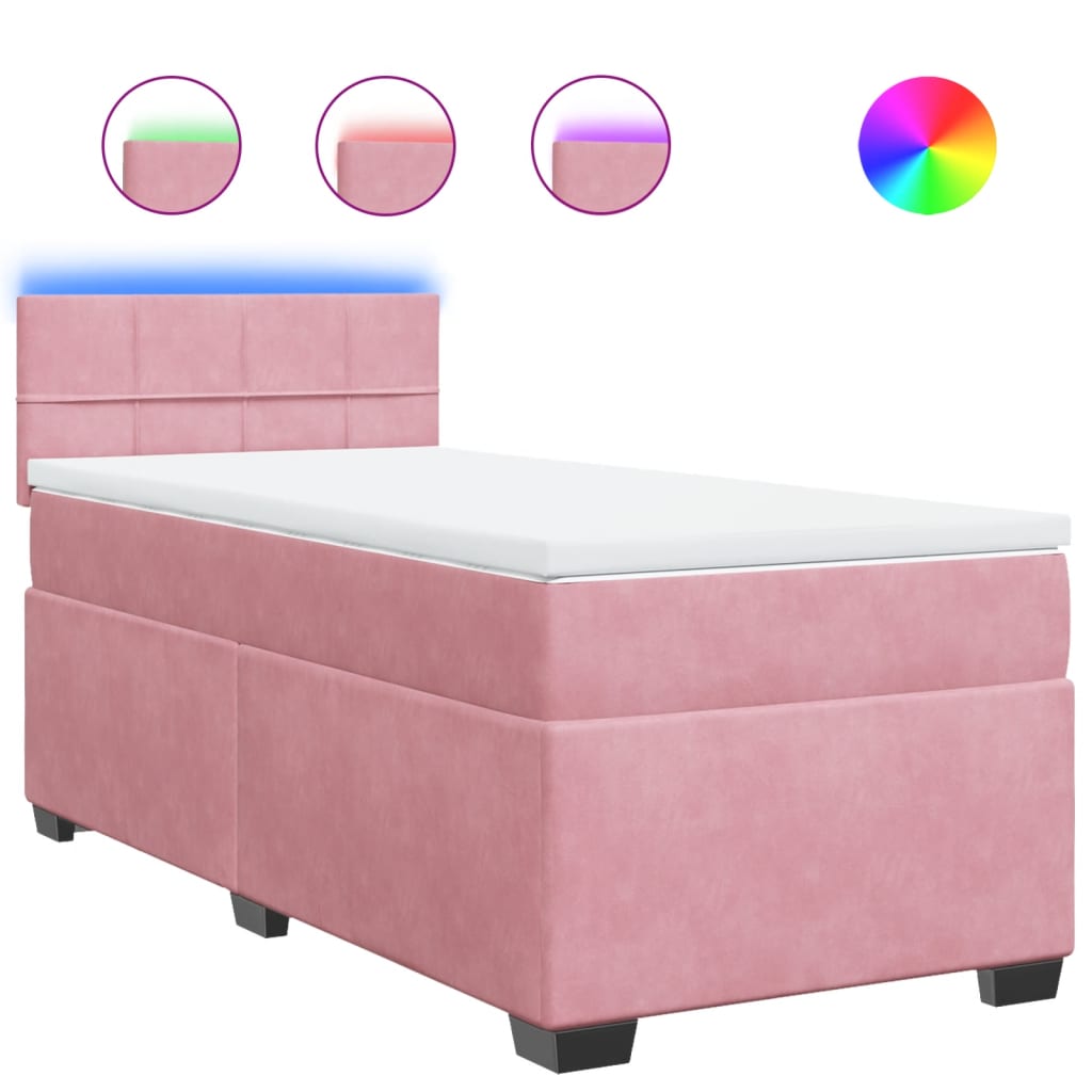 Thumbnail - vidaXL Boxspringbett mit Matratze Rosa 90x190 cm Samt