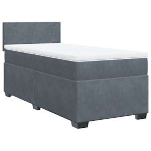 Box spring postel s matrací tmavě šedá 90x200 cm samet - obrázek 3