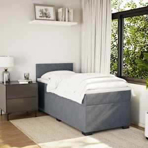 Box spring postel s matrací tmavě šedá 90x200 cm samet - obrázek 5