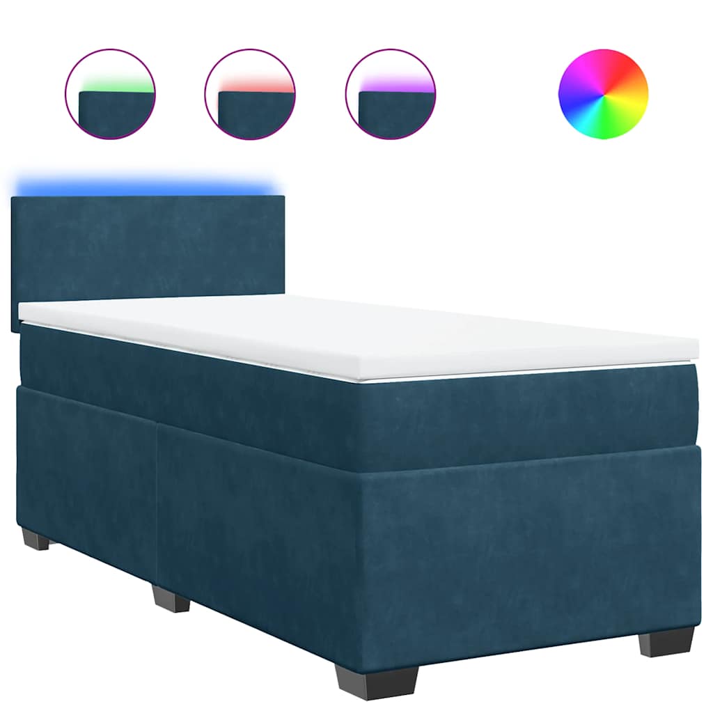 vidaXL Box spring postel s matrací modrá 90 x 200 cm samet