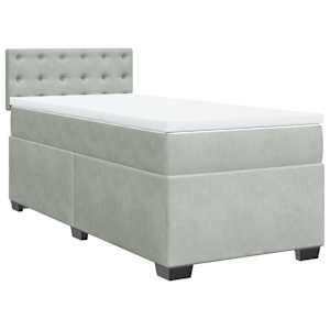 Box spring postel s matrací světle šedá 90x200 cm samet - obrázek 3