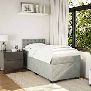 Box spring postel s matrací světle šedá 90x200 cm samet - obrázek 5