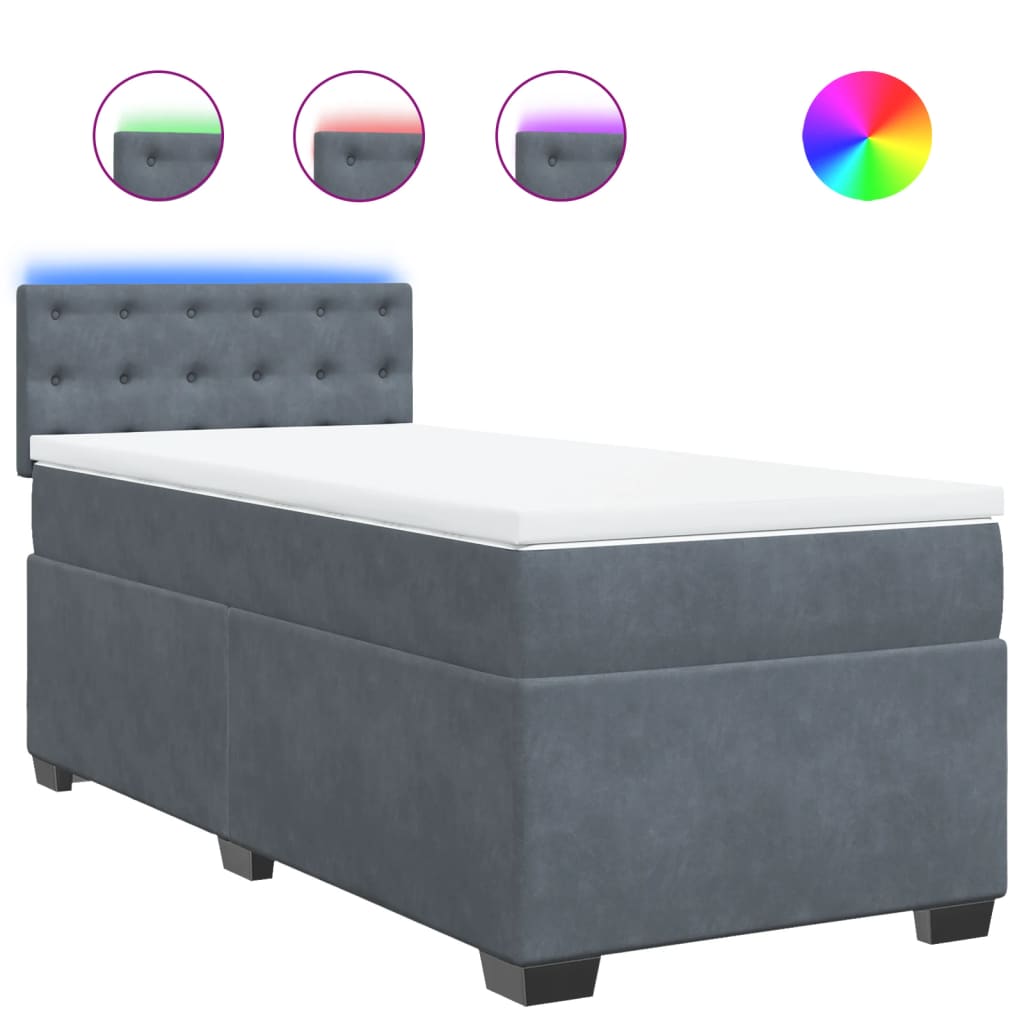 Thumbnail - vidaXL Boxspringbett mit Matratze Dunkelgrau 90x200 cm Samt