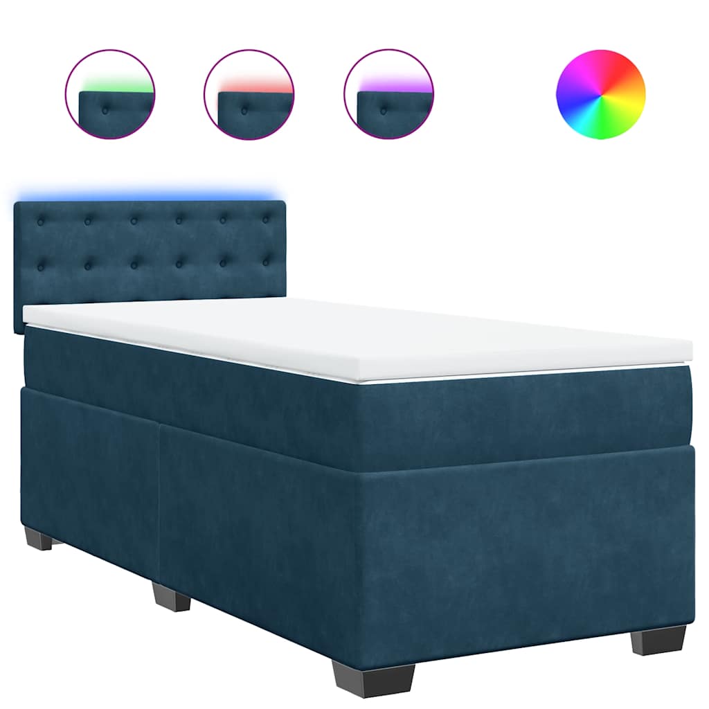 vidaXL Box spring postel s matrací modrá 90 x 200 cm samet