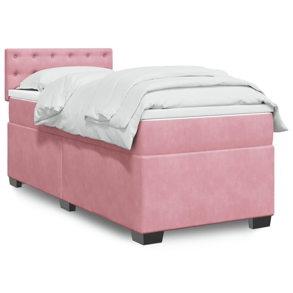 vidaXL Cama com molas/colchão 90x200 cm veludo rosa