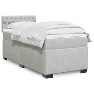 Box spring postelja z vzmetnico svetlo siva 90x200 cm žamet