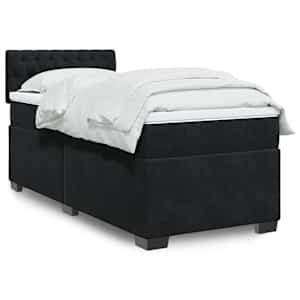 Box spring postelja z vzmetnico črna 90x200 cm žamet