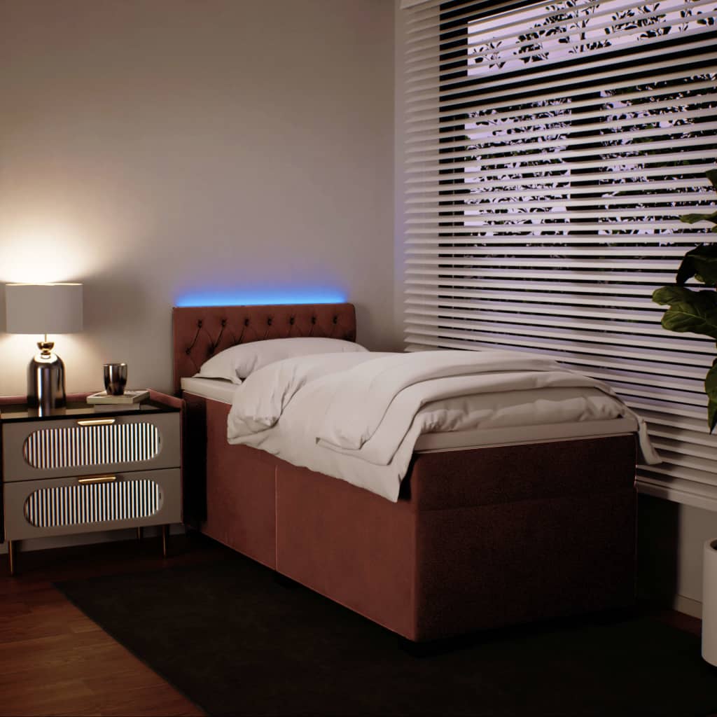 vidaXL Boxspring met matras fluweel roze 90x200 cm, foto 2