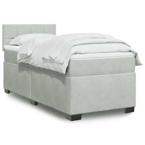Box spring postelja z vzmetnico svetlo siva 90x200 cm žamet