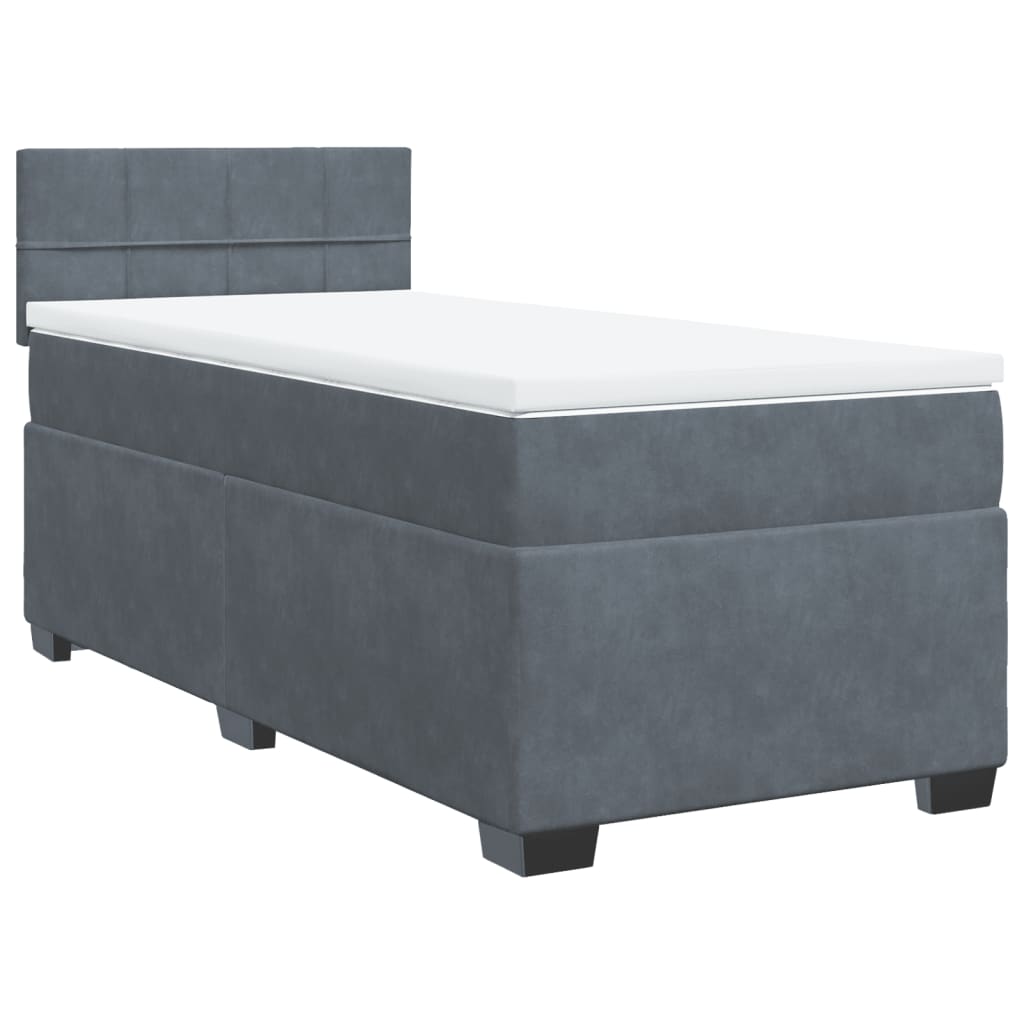 vidaXL Boxspring met matras fluweel donkergrijs 90x200 cm afbeelding