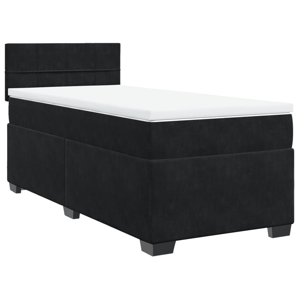 vidaXL Boxspring met matras fluweel zwart 90x200 cm afbeelding