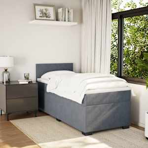 Box spring postel s matrací tmavě šedá 100x200 cm samet - obrázek 5