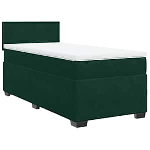 Box spring postel s matrací tmavě zelená 100x200 cm samet - obrázek 3