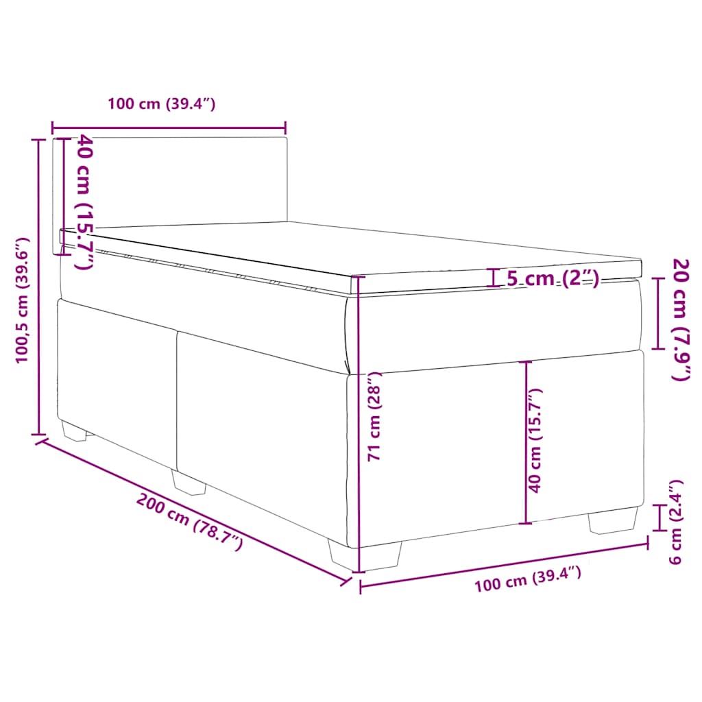 Box spring postel s matrací modrá 100 x 200 cm samet - obrázek 18