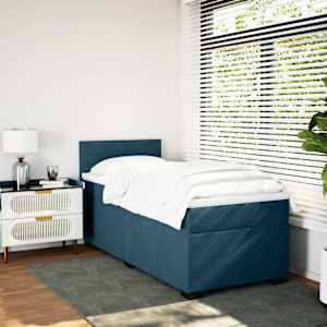 Box spring postel s matrací modrá 100 x 200 cm samet - obrázek 4