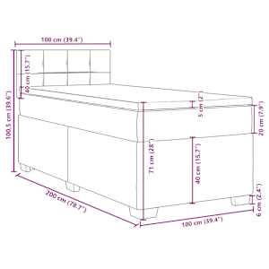 Box spring postel s matrací světle šedá 100x200 cm samet - obrázek 18