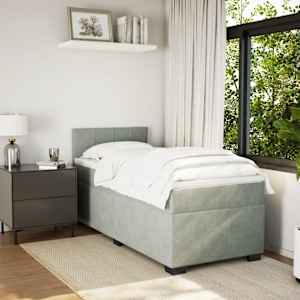 Box spring postel s matrací světle šedá 100x200 cm samet - obrázek 5