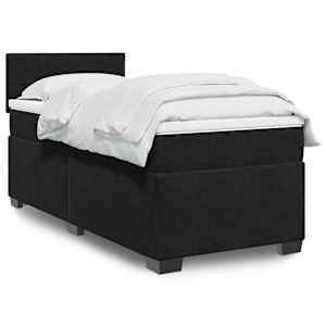 Box spring postel s matrací černá 100x200 cm samet - obrázek 1