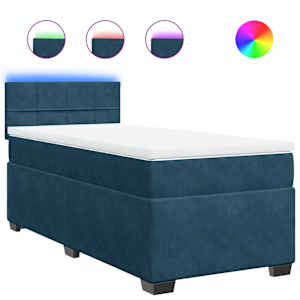 Box spring postel s matrací modrá 100 x 200 cm samet - obrázek 2