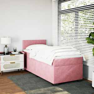 Box spring postel s matrací růžová 100x200 cm samet - obrázek 5