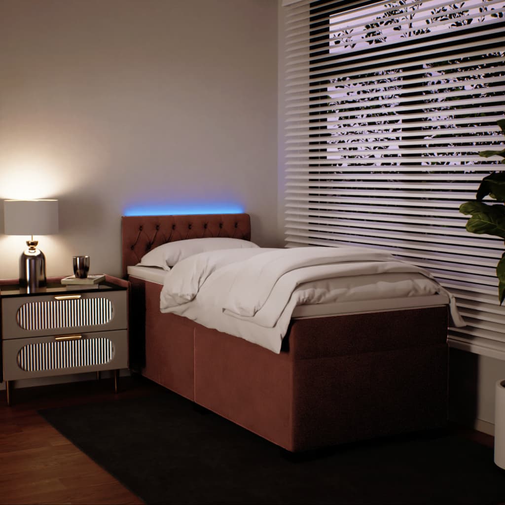 vidaXL Boxspring met matras fluweel roze 100x200 cm, foto 2