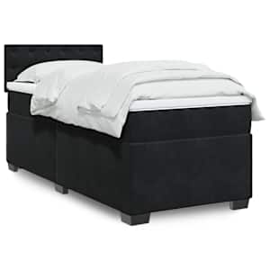 Box spring postel s matrací černá 100x200 cm samet - obrázek 1