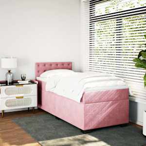 Box spring postel s matrací růžová 100x200 cm samet - obrázek 5