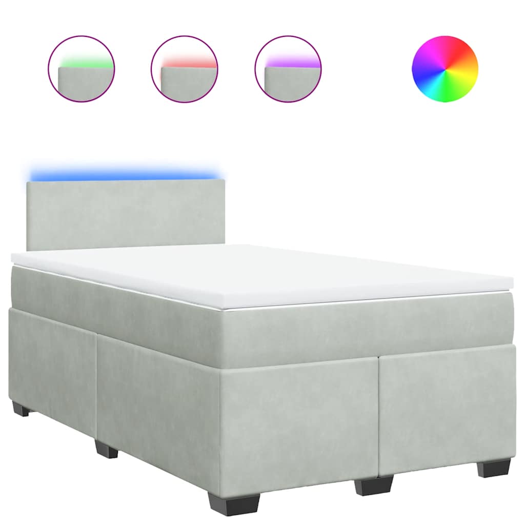 vidaXL Boxspring met matras fluweel lichtgrijs 120x190 cm grijs, foto 3