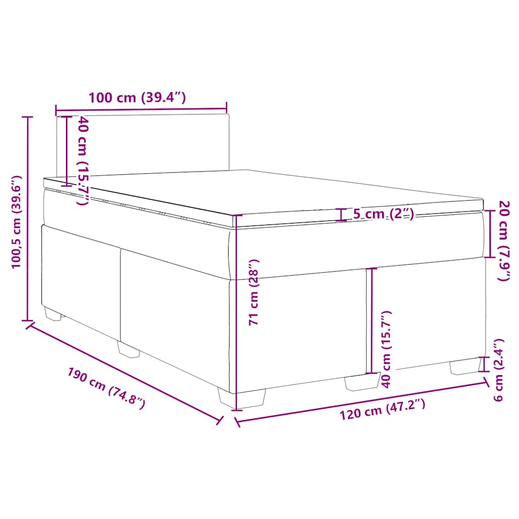 Box spring postel s matrací tmavě zelená 120x190 cm samet - obrázek 18