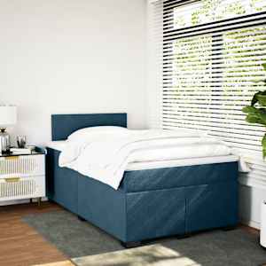 Box spring postel s matrací modrá 120 x 190 cm samet - obrázek 4