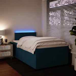 Box spring postelja z vzmetnico modra 120x190 cm žamet