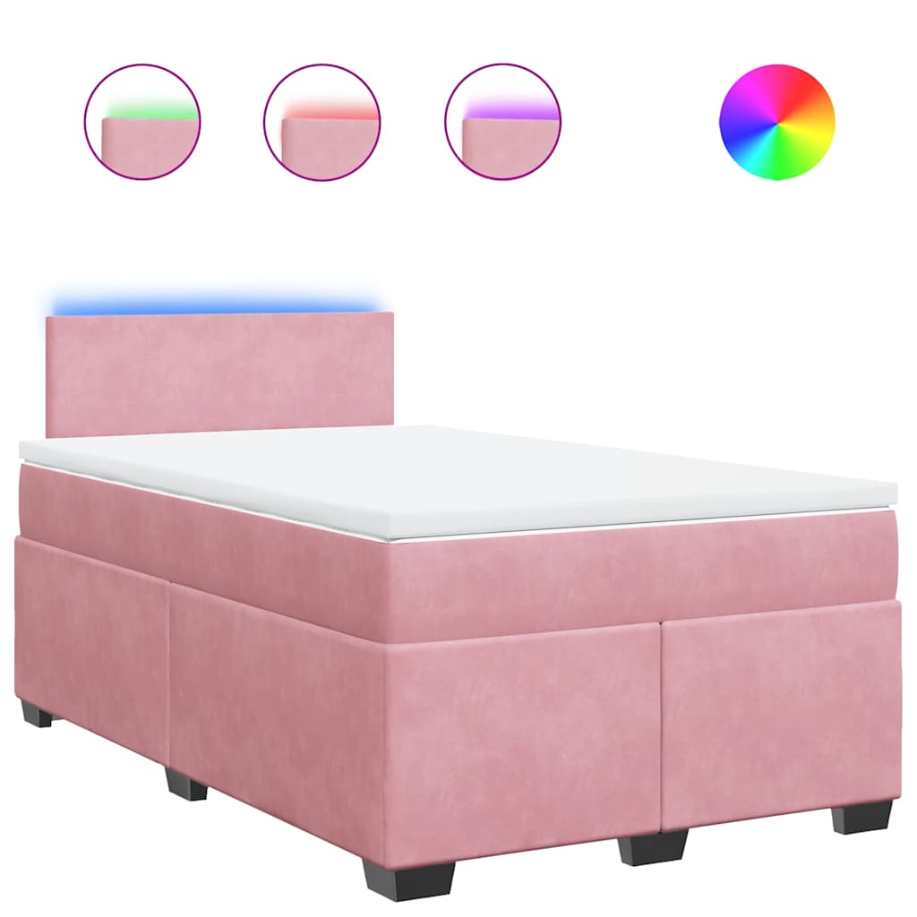 vidaXL Box spring postel s matrací růžová 120x190 cm samet