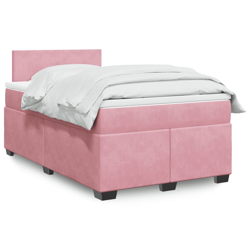 Boxspringbett mit Matratze Rosa 120×190 cm Samt