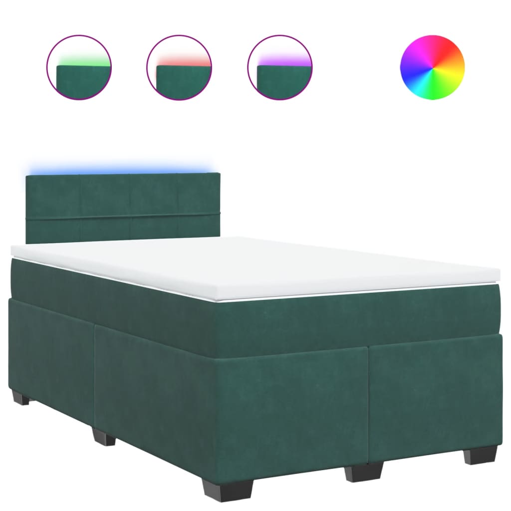 Thumbnail - vidaXL Boxspringbett mit Matratze Dunkelgrün 120x190 cm Samt