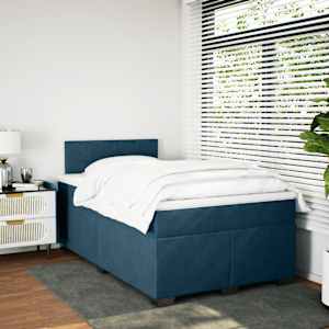 Box spring postel s matrací modrá 120 x 190 cm samet - obrázek 4