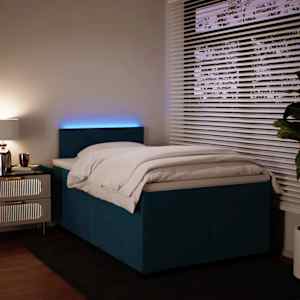 Box spring postelja z vzmetnico modra 120x190 cm žamet