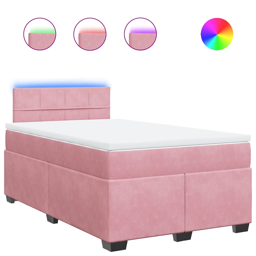 vidaXL Box spring postel s matrací růžová 120x190 cm samet