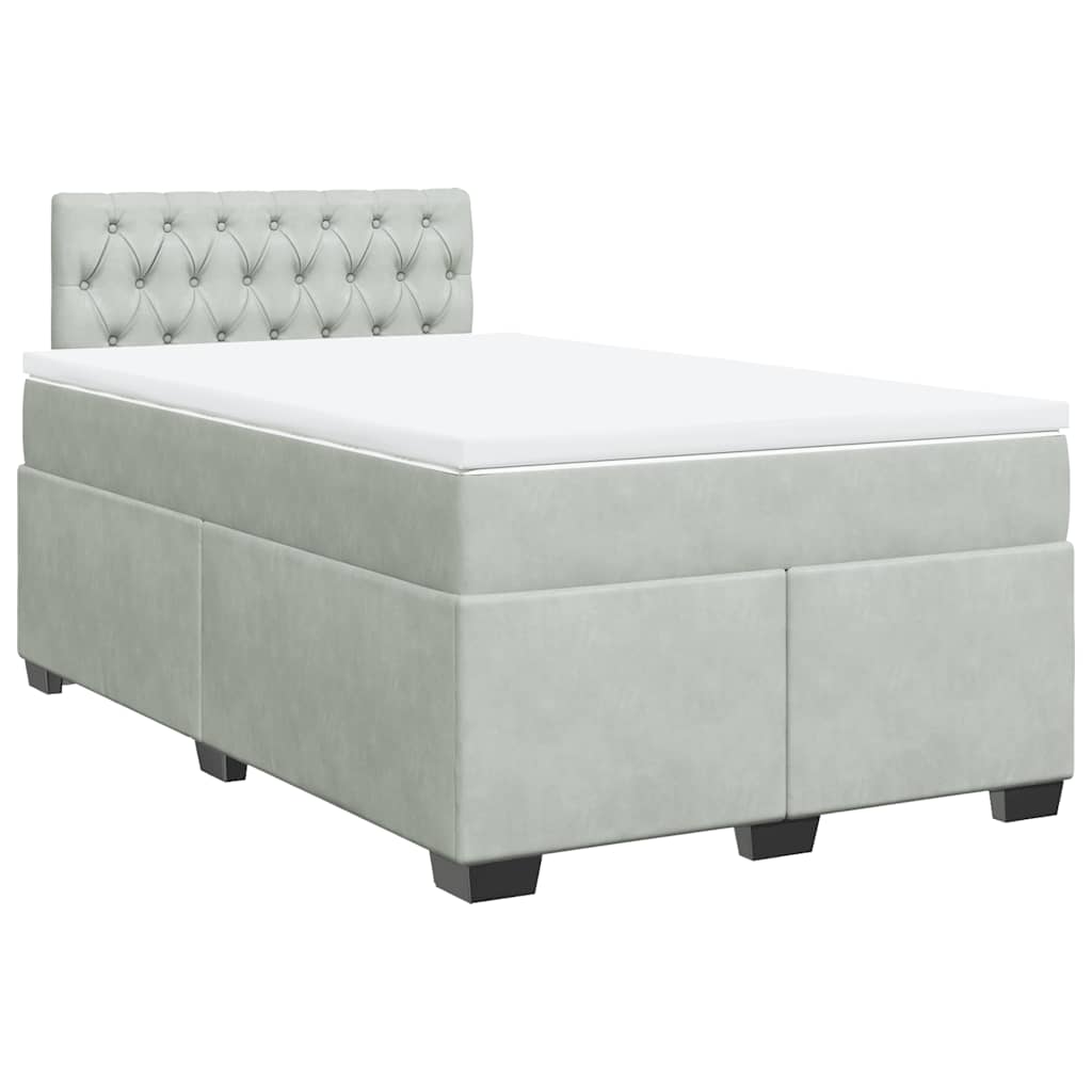 vidaXL Boxspring met matras fluweel lichtgrijs 120x190 cm afbeelding