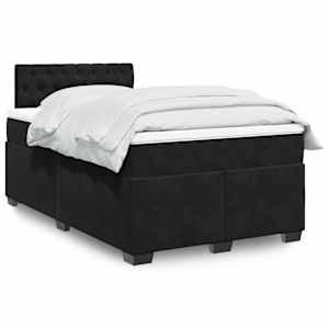 Box spring postel s matrací černá 120 x 190 cm samet - obrázek 1