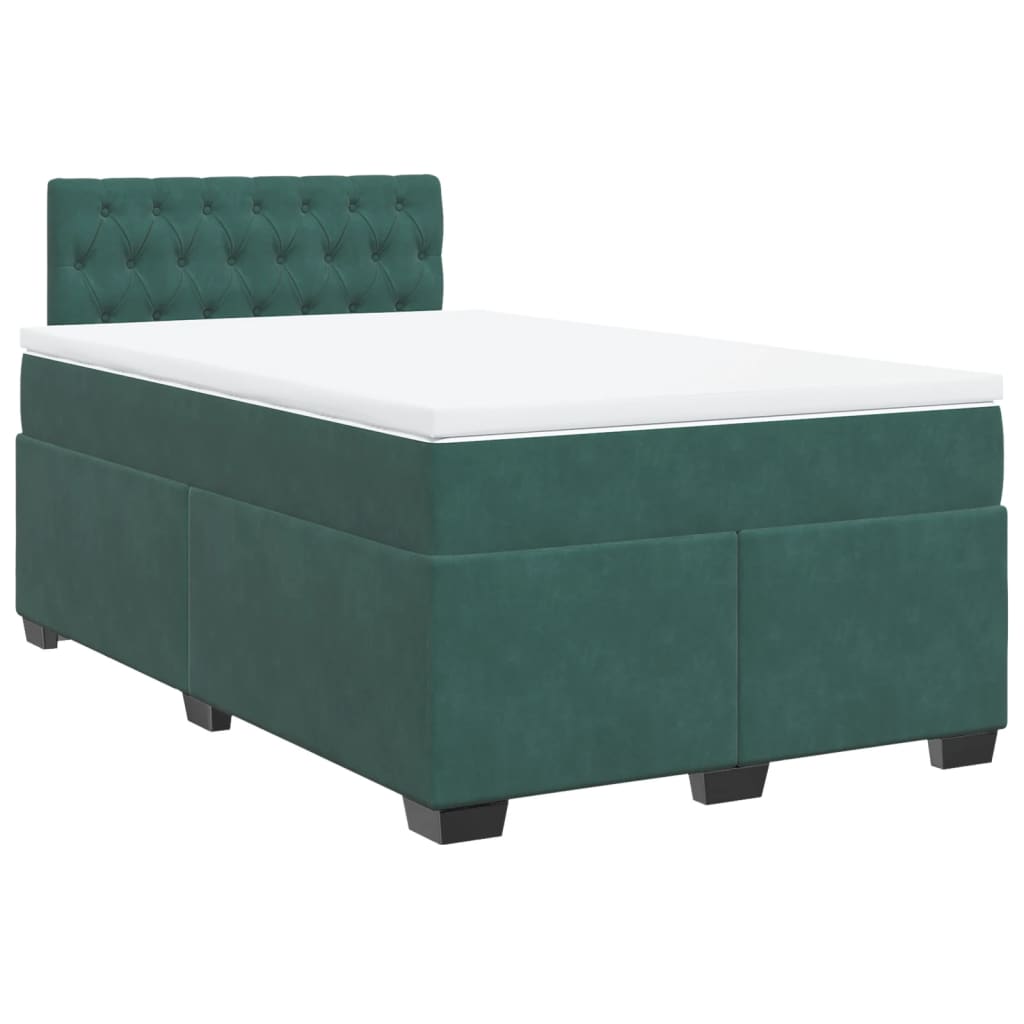 vidaXL Boxspring met matras fluweel donkergroen 120x190 cm afbeelding