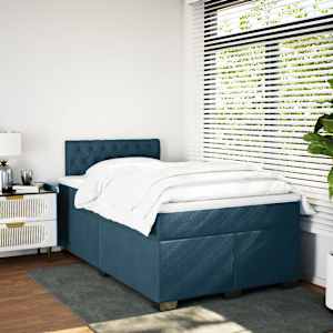 Box spring postel s matrací modrá 120 x 190 cm samet - obrázek 4