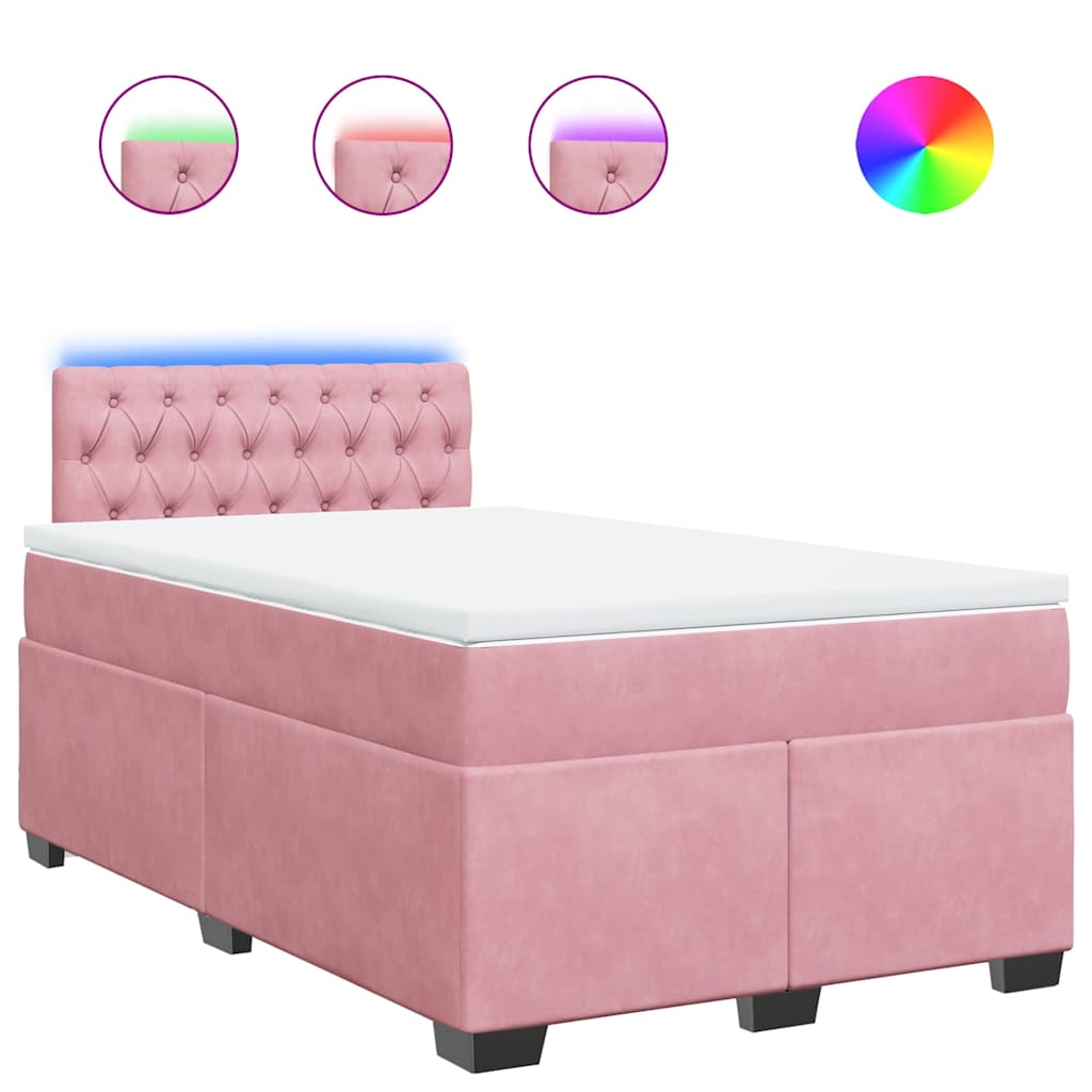 vidaXL Box spring postel s matrací růžová 120x190 cm samet