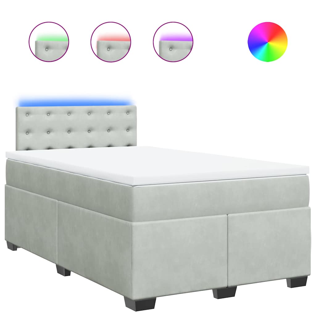 Thumbnail - vidaXL Boxspringbett mit Matratze Hellgrau 120x190 cm Samt