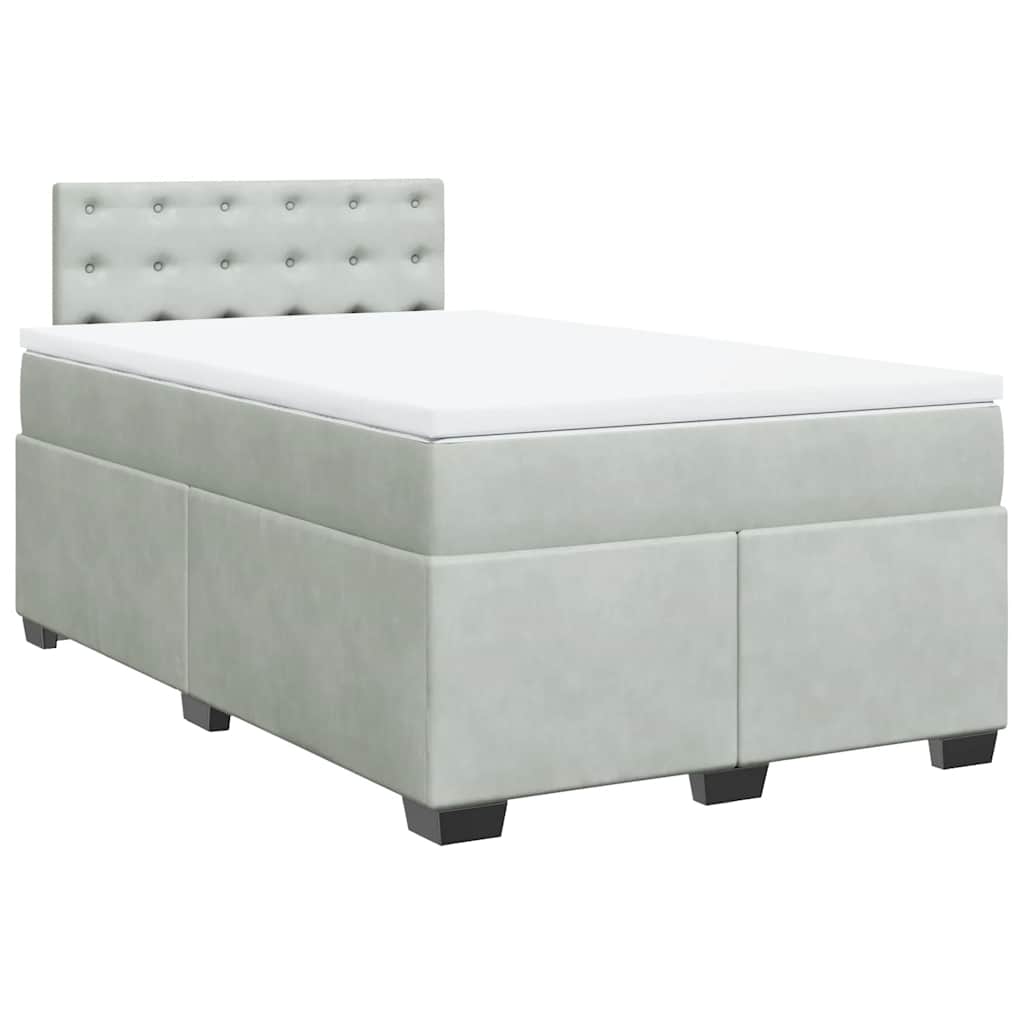 vidaXL Boxspring met matras fluweel lichtgrijs 120x190 cm afbeelding
